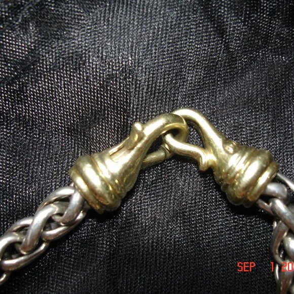 David Yurman Wheat 14K Gold/SS .925 Bracelet - Picture 8 of 10